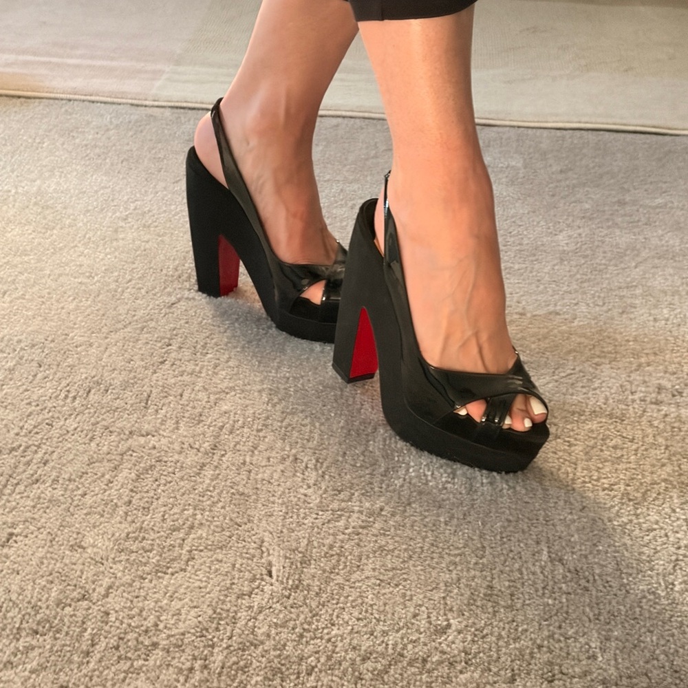 Christian Louboutin Black Patent Leather Platform Heels - Picture 8 of 14